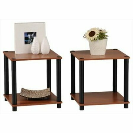 MOMENTUM FURNISHINGS 2pc Cherry Finish With Black Accents End Table Set PBF-0293-303